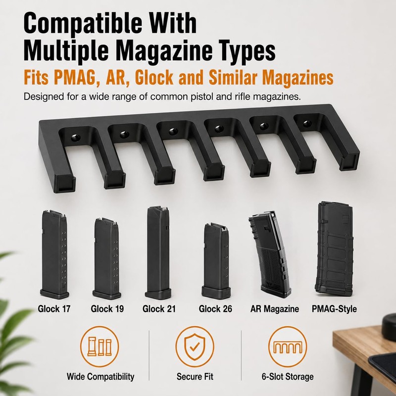 HEKAGURA Durable ABS 6 Standard Rack Wall Mount, Wall Magazine