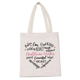 LEVLO RN Nurse Gift Heart of a Healthcare Worker Shopping Shoulder Bag Hospital Thanksgiving Gift, Healthcare Worker, Large