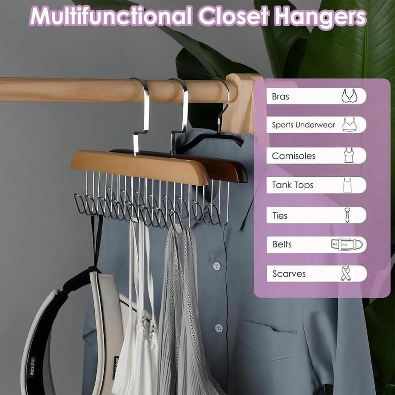 2 Pack Tank Tops Hangers Belt Hanger for Closet Bra