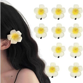 Plumeria Hair Clip, Lovely Bright Design, Hair Ornaments, Yukata, Hair Ornaments, Weddings, Photo Props, PVC Material, Hula Dance, Bright Colors, Artificial Flowers, Pack of 10
