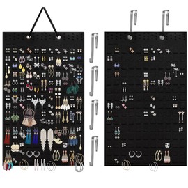 AinsListy Earring Organizer Hanging Earring Holder, Holds Up To 330 Pairs, Soft Felt Wall Mount Earring Display Holder Stud Earrings Organizer for Women Girls - 2 Pack (Include Metal Hook and Rope)