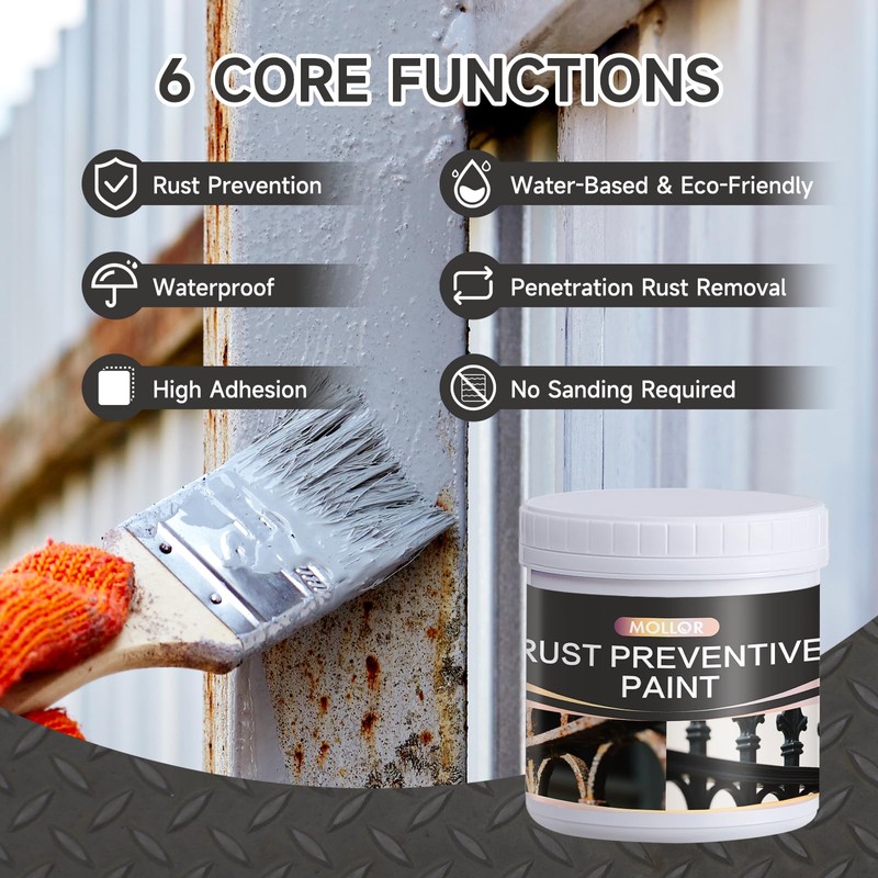 Mollor 2-in-1 Rust Converter, Rust Inhibitor Paint for Metal, Ultra