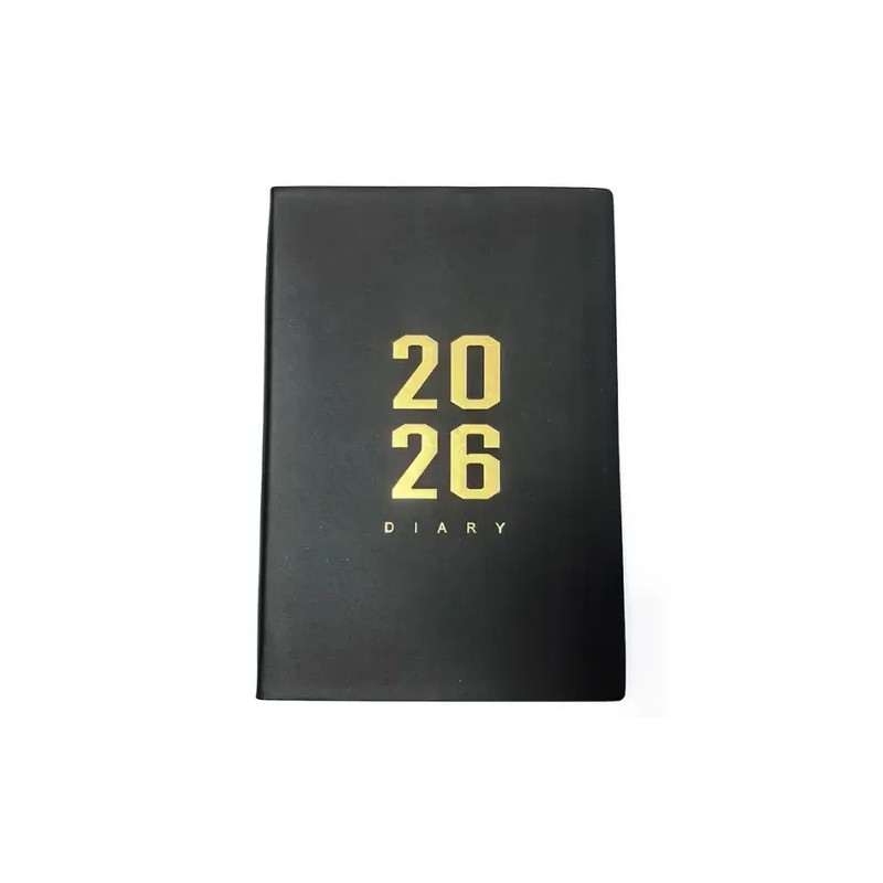 Agenda 2026 Negra A4 para Organización Diaria con Páginas Personalizadas