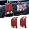 URIZZD 2PCS Leather Car Seat Hooks for Headrest, Vehicle Hanger