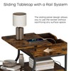 End Table with Charging Station, 3-Tier Sofa Side Table Sliding