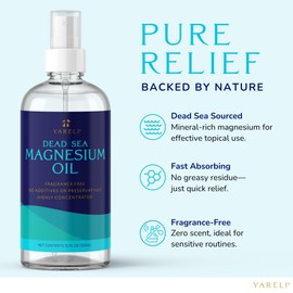 Yareli Magnesium Oil Spray, Ultra Absorbent High Strength Dead Sea Magnesium, 12oz, for Better Sleep and Muscle Relaxation