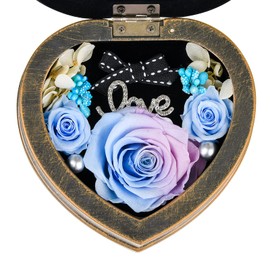 Neaticoo Preserved Flowers Long Lasting Real Rose Gifts for Mom Wife Women, Music Box with 3 Forever Blue Real Rose Gifts for Valentine's Day Anniversary Birthday (Sky Blue)