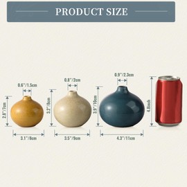 Uiddo Ceramic Vase Set of 3,Small Vase for Home Decor,Mini Flower Vase, Decorative Vase for Table Living Room,Bedroom, Kitchen, Bathroom, Bookshelf