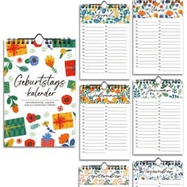 BIROYAL Birthday Calendar Year Independent | Birthday Calendar Forever | Calendar for Entering Birthdays | Birthday Calendar without Year (Flowers)