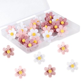 Casbomy Pack of 30 Flower Push Pins Flower Push Pins for Cork Boards, Pins for Notice Board, Decorative Pins, Drawing Pin Board, Pin Board for Office, School, Home
