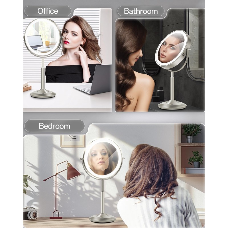 vpu Makeup Mirror with Lights, 1X/30X Lighted Magnifying Mirror Height