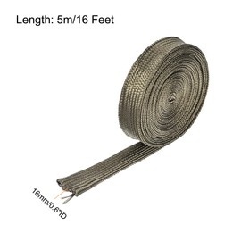 MECCANIXITY Heat Shield Sleeve, 5/8" ID 16 Feet Heat Sleeve Automotive Wire Heat Shield Fuel Line Heat Shield Sleeve Heat Sleeve Heat Wrap 800 Degree for Wires, Titanium Color