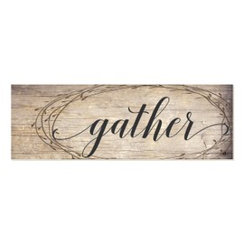 Gather Wood Rustic Style Wall Décor Sign 8x24
