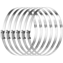 MIAHART 6 inch Hose Clamp Adjustable 304 Stainless Steel Duct Clamps Worm Gear A