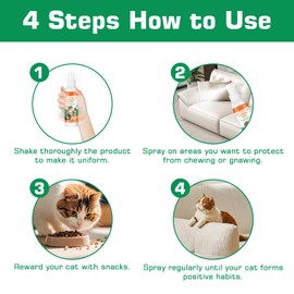 Cat Deterrent Spray, Natural Ingredients Cat Spray Deterrent for Cats and Kittens, Safe Cat Deterrent Indoor, Cat Urination Deterrent for Furniture Protection, Effective Cat Scratch Deterrent Training