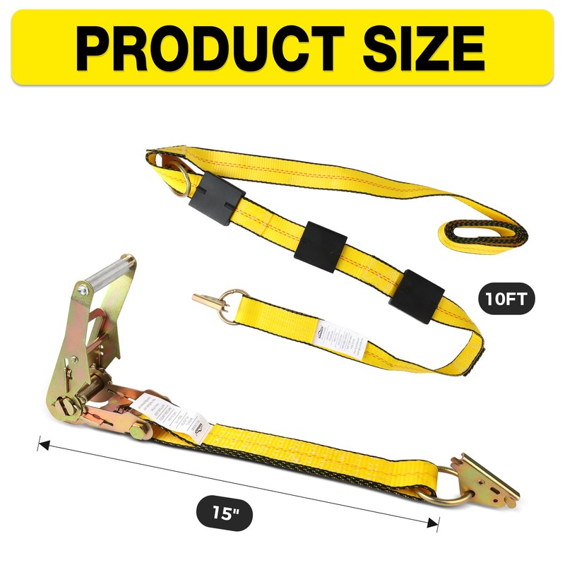 Autofonder Car Tie Down Straps for Trailers-10,000lbs Break Strength-2inx10ft Heavy