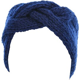 Hand By Hand™ Women's Solid Cable Knitted Headband Headwrap Comfortable [Navy](One Size)