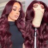 KINSTAR 99j Red Lace Front Wigs Human Hair for Women