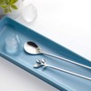 AnSaw 6-Piece Elegant Silver Leaf Long Handle Teaspoons - 7.4"