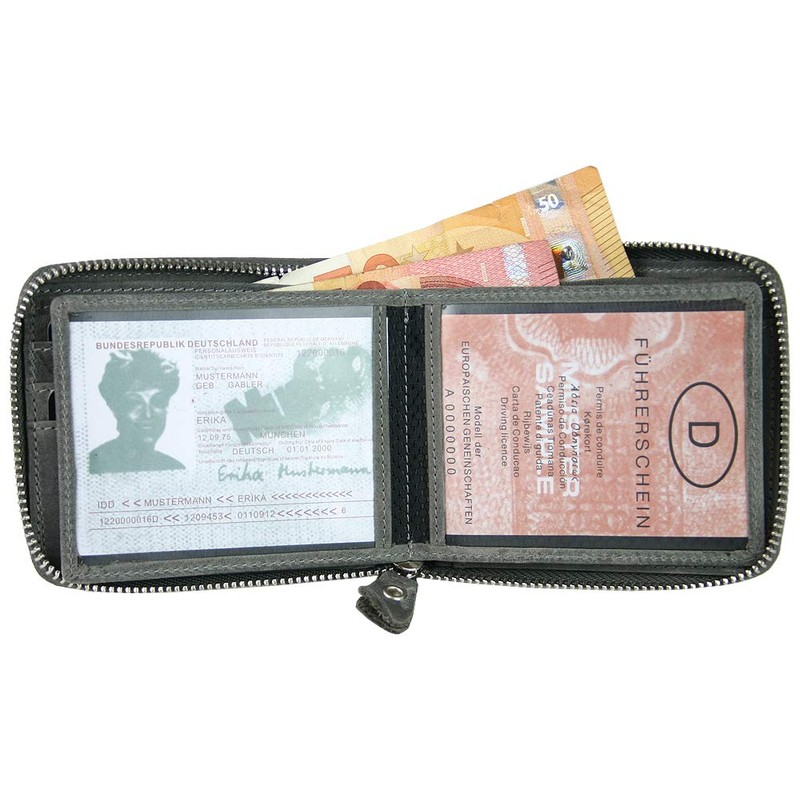CF CATTERFELD Men's Genuine Leather Wallet with RFID Protection, gray,