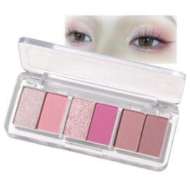 Pink Eyeshadow Palette | 6 Matte & Shimmer Rose Gold & Nude Shades | Waterproof Long-Lasting Pigmented Makeup for Blush & Eye Looks