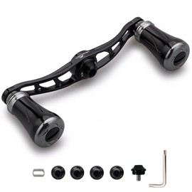 HEIGHTEN 3.5 / 3.5 inches (88 / 90 mm) Reel Handle 0.7 inch (19 mm) Knob Mounted Shimano Daiwa Abu Universal Bait Reel Arch Pillar Series (90 mm - Black & Gunmetal) (912)