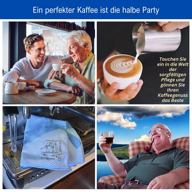 Walfinus 2 Stück XXL Microfasertücher Barista Tücher für Siebträgermaschinen Dampflanze