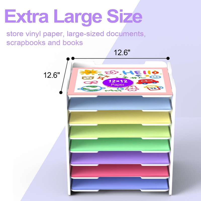 CKAGF 12x12 Paper Organizer Storage, 8 Tier Scrapbook Paper Storage