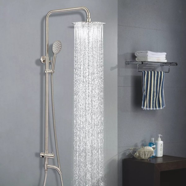 TBvechi Brushed Shower Faucet Set Rainfall Shower Head Combo Set
