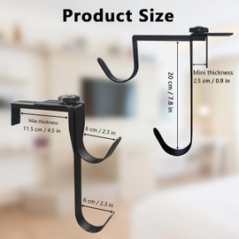 Tenndar Pool Pole Hanger/Hook, 2 Pcs Adjustable Aluminum Storage Hook, Rust Resistant Double Hooks for Pool Accessories & Garden Tools (Black)