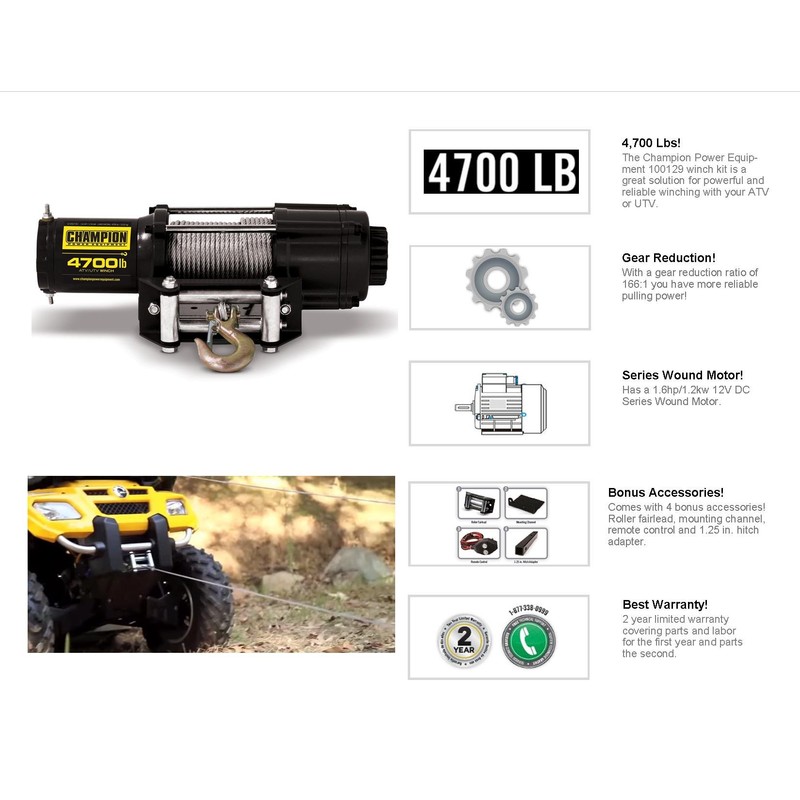 Champion Power Equipment 100129 Power Winch Kit - 4700 lb.
