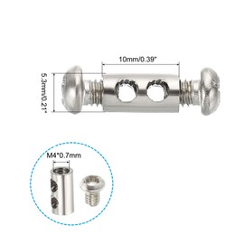 PATIKIL 20pcs 5.3x10mm Wire Rope Clip Steel Cable Clamp 3mm Double Hole Wire Lock Rope Fitting Clip with M4*0.7 Screw for Cable