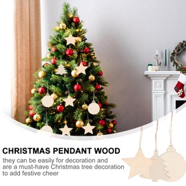 DECHOUS 30pcs Christmas Wood Pendant Wooden Ornaments Christmas Crafts Unfinished Wood Ornaments Wooden Christmas Ornaments to Paint Wooden Hanging Child Boxwood Christmas Tree Paper Cut