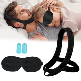 Anti Snoring Chin Strap for Sleeping, CPAP Chin Strap to Keep Mouth Closed, Airflow Jaw Strap for Sleep Apnea, Anti Snoring Devices, Snoring Solution for Men Women with Eye Mask Earplugs