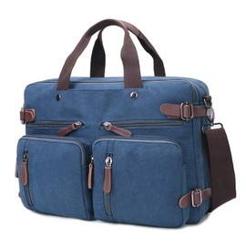 CROCOD 3 in 1 Convertible Laptop Backpack, 17.3 inch Messenger Bag for Men, Multi-Functional Travel Laptop Bag for College Men Women (17.3 Inch, Blue)