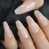 CoolNail Glossy Nude Ballerina Press on False Nails Extra Long