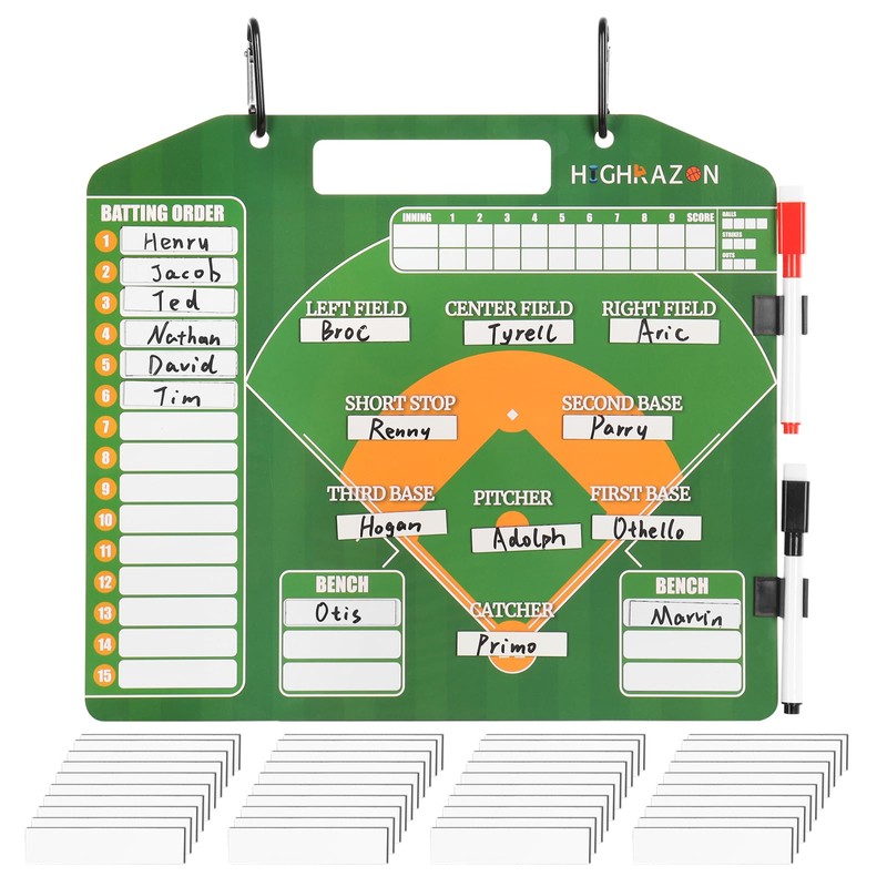 HIGHRAZON Magnetic Baseball Coach Clipboard, Dry Erase Coach Lineup Board,
