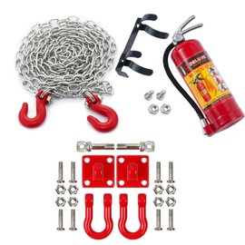 Metal Climbing RC Car Decoration Fire Extinguisher Metal Chain and Winch Shackles RC Decorations Accessories for 1/10 Crawler Car Axial SCX10 D90 D110 TRX4 TRX6 Redcat Hop-Up Parts