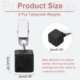 uxcell 8Pcs Marble Tablecloth Weights, Black, 2 x 2 x 2 cm, Set of 8, Classic Style, Marble Material & Clip Design, Suitable for Home Parties, Restaurants, Garden Gatherings, Picnics, Weddings