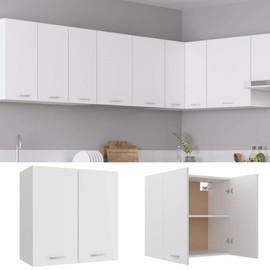vidaXL Wall Cupboard 2 Shelves Kitchen Cabinet Fitted Kitchen Unit Kitchen Furniture Wall Cabinet Kitchen Cabinet White 60 x 31 x 60 cm Chipboard