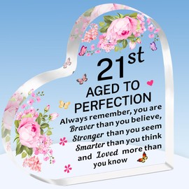 TTOVEN 21st Birthday Gifts For Women Gifts For 21st Women Birthday Gifts For Women 21st Birthday Plaque 21st Heart Acrylic Plaque Gifts