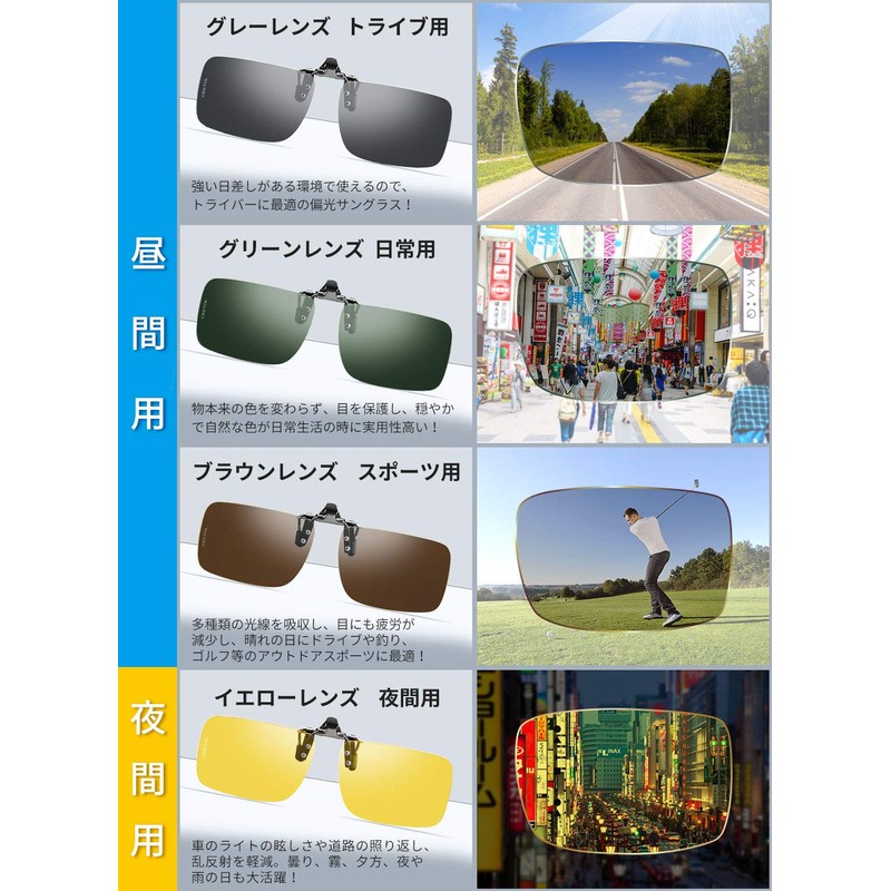 Clip-on Sunglasses, Over Glasses, Polarized Sunglasses, Clip, Polarized, Flip-Up, Front