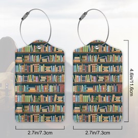2 Pack Luggage Tag for Suitcase,Book Leather Suitcase Tags Identifiers with Privacy Name Address Labels & Durable Steel Loop for Women/Men Travel Bookshelves