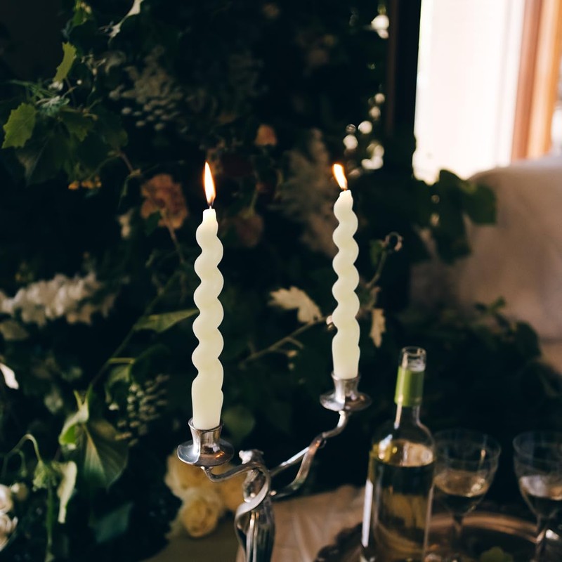 DEYBBY White Beeswax Spiral Candle, 7 inch 2 Pack Twisted