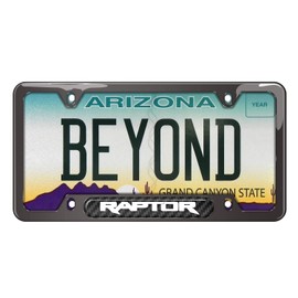 iPick Image Made for Ford F-150 Raptor Real Carbon Fiber Insert Gunmetal Chrome Stainless Steel License Plate Frame