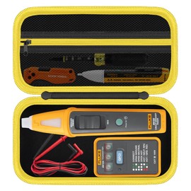 HESPLUS Hard Case for Fluke BK120 SmartTrace Breaker Finder and Socket Tester & GFCI Outlet Tester and Accessories, Electrical Tools Storage Organizer Bag, Black&Yellow (Case Only)