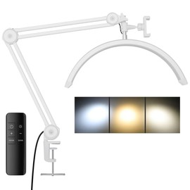 gelpal 3000 Lumens Adjustable LED Hilf Moon Light for Desk Lamp & Task Lamp - Bright, Dimmable Lighting for Office, Crafts, Nails &Salon Hobbies with Clamp (CCT，White)