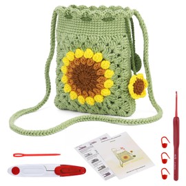 ENCHOL Beginner Crochet Kit, Sunflower Phone Bag Crochet Kit, Complete Crochet Kits for Starters Adults with Step-by-Step Video Tutorials for DIY Craft Creations