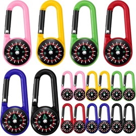 DHFUCNKO 18 Stück Kompass mit Karabinerhaken, Bunte Mini Kompass Karabiner, 9 Farben Kompass Schlüsselanhänger, Kompass Schlüsselhalter mit Kompass und Karabiner für Outdoor Wandern Camping
