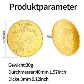 Pack of 6 Tooth Fairy Coins, Gold Tooth Fairy Coin Gifts Girls Boys Tooth Fairy Gift Coins for Lost Tooth Children Gifts Souvenir